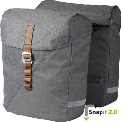 Racktime Doppeltasche Heda 2.0, Snap-it 2, grau, 32 x 36 x 14cm, mit Adapter