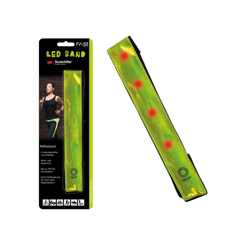 FASI LED Band Leucht-Reflexband gelb inkl. CR-2032 Batterie