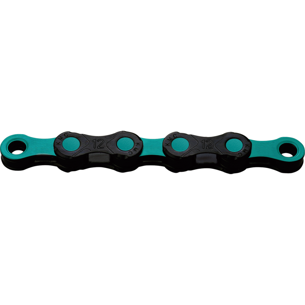 KMC Kette, X12 DLC, black/celeste, Waxed, 126 Glieder