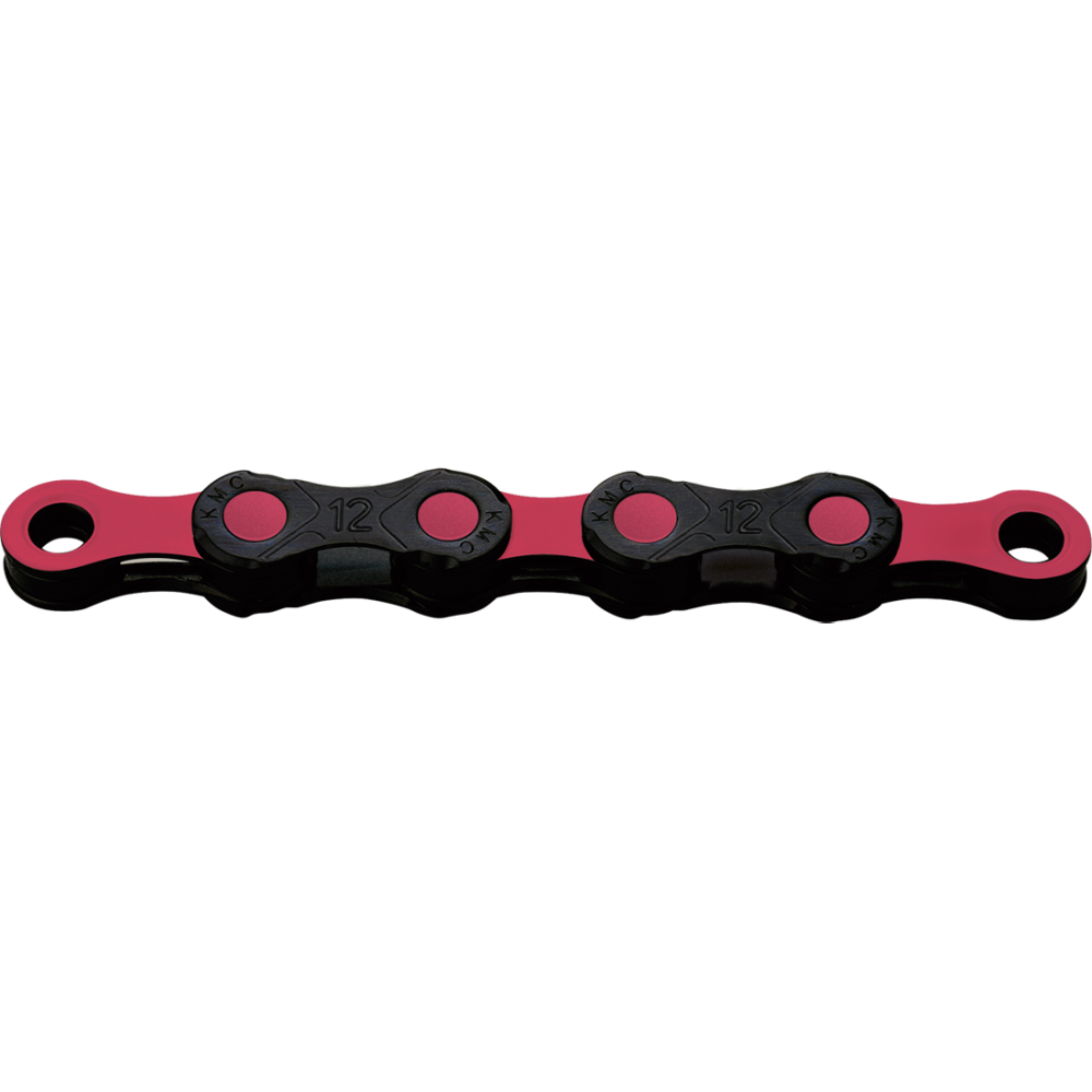 KMC Kette, X12 DLC, black/pink, Waxed, 126 Glieder
