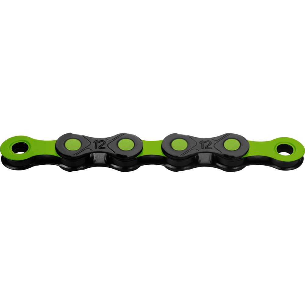 KMC Kette, X12 DLC, black/green, Waxed, 126 Glieder