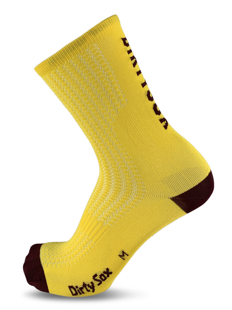 DirtySox Compress - Honey/Bordeaux - Velosocken - 17 cm - S (36-39)