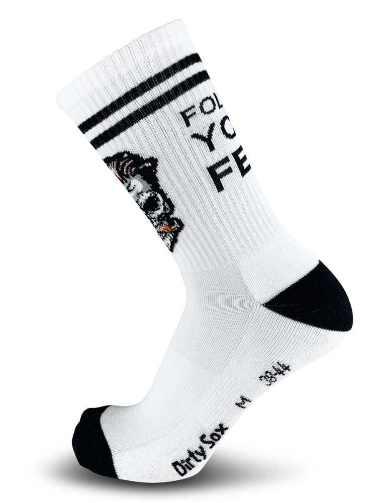 DirtySox Follow Your Fear - MTB Trail Socken - Weiss - 20 cm - One Size (38-44)