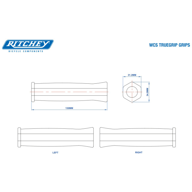 Ritchey Lenkergriffe WCS True Grip, blau, 130 mm