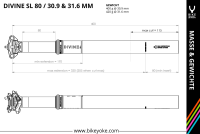 BikeYoke Divine SL Dropper Post, ø 31.6 mm/80 mm, ohne Hebel.
