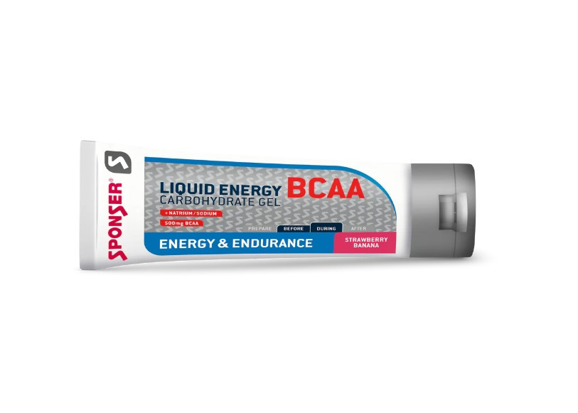 Sponser Liquid Energy BCAA - Display (18 x 70 g) - Glutenfrei Laktosefrei ohne Süssstoffe Vegan, Strawber...