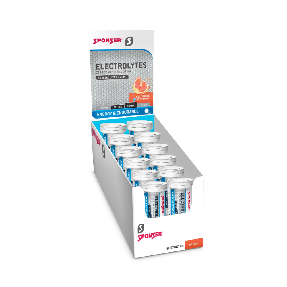 Sponser Electrolytes Display (12 x 10 à 4.5 g) - Glutenfrei Laktosefrei Vegan, Red Orange