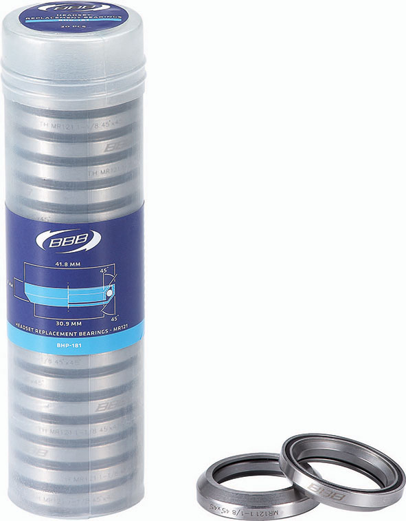 BBB OEM Ersatz-Steuerlager CrMo, 20 Stk., 1.1/8"-41.8 x 8.0mm, 45°x45°, MR121