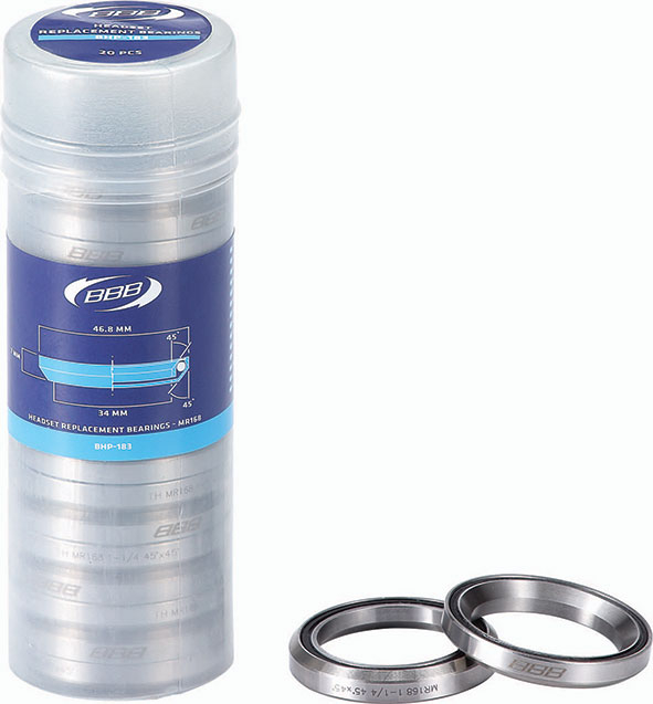 BBB OEM Ersatz-Steuerlager CrMo, 20 Stk., 1.1/4"-46.8 x 7mm, 45°x45°, MR168