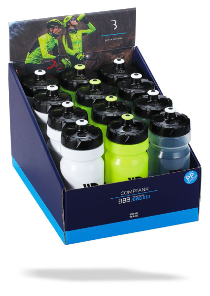 BBB Bidon 12 Stk. 0.55l hell assortiert, weiss-schwarz, klar-schwarz, neongelb