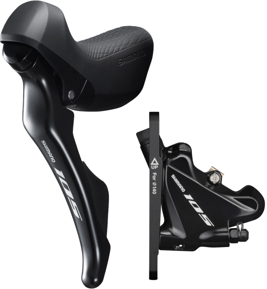 Shimano 105 19 DISC Brake Set VR 1000mm, 140mm/160mm Rotor, R-7020DLF4SC100A, FLAT MOUNT mit BR-R7070 sch...