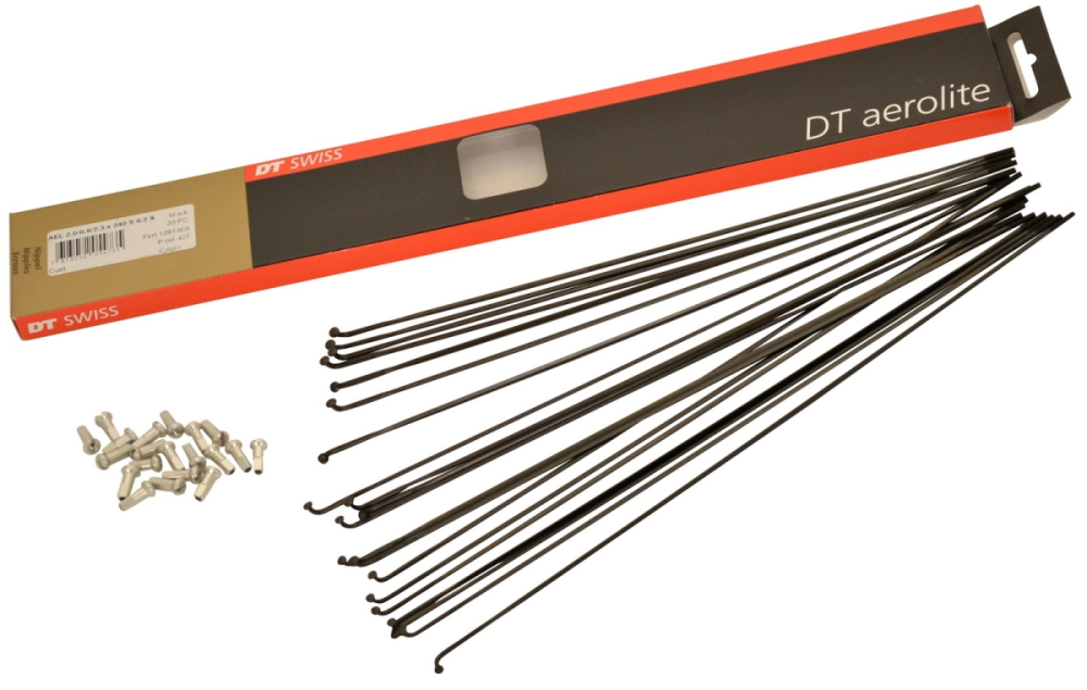 DT Swiss Speichen Aerolite 254mm schwarz, 2,0/2,3x0,9mm, ohne Nippel, Karton à 20 Stk.