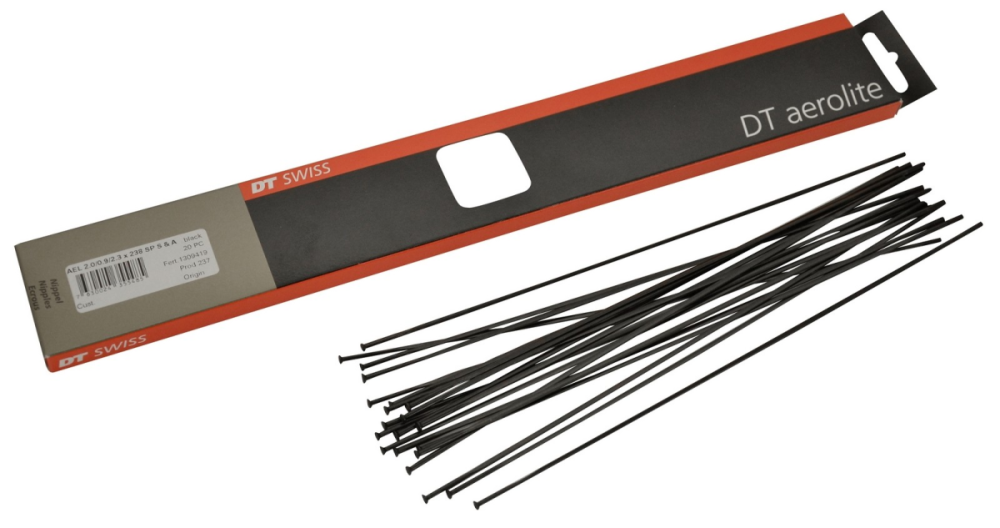 DT Swiss Speichen Aerolite straightpull 282mm schwarz, 2,0/2,3x0,9mm, ohne Nippel, Karton à 20 Stk.