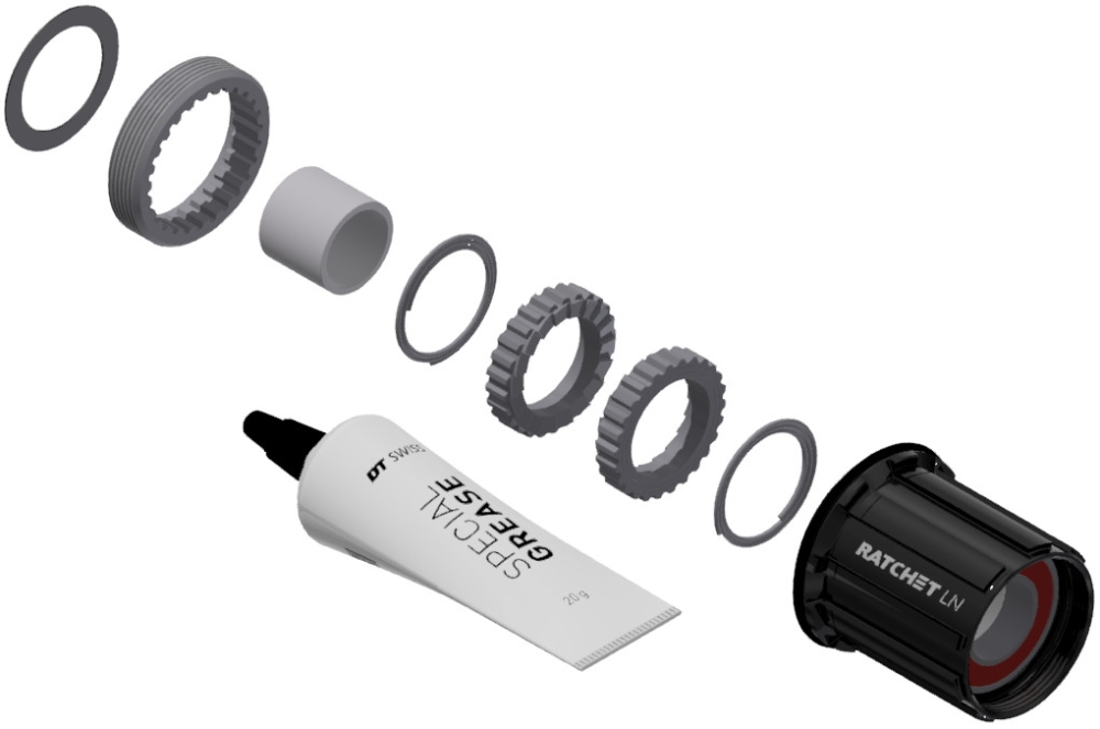 DT Swiss Leerlaufkörper Umbausatz Shimano MTB, 3-Pawl zu Ratchet LN, ohne Endanschlag 10/11-Fach