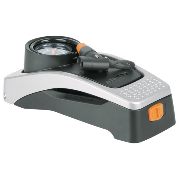SKS SKS Fusstretpumpe Airstep Alu/Kunststoff Multi Valve mit Manometer schwarz-silbe