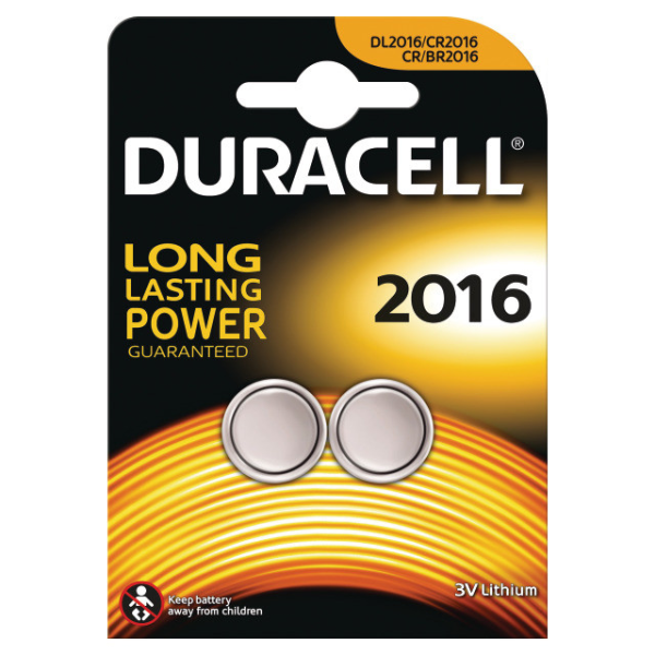 Duracell Batterie CR2016 3V Lithium Knopfzelle 2er-Blister