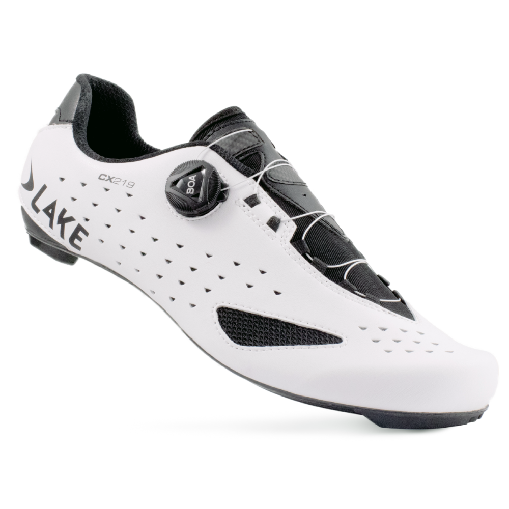 Lake Cycling Rennveloschuhe, CX219, weiss/schwarz (regular), 44.5