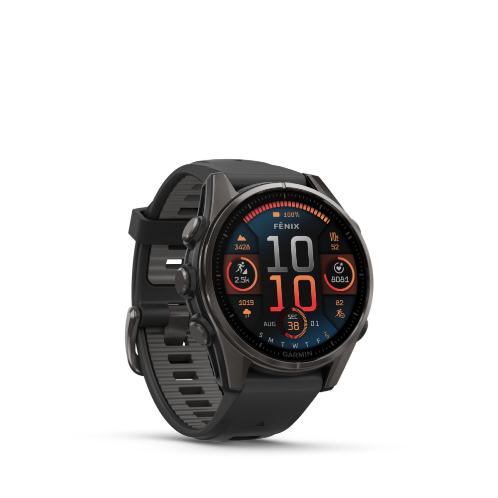 Garmin fēnix® 8 – 43 mm, AMOLED, Sportuhr, Schwarz/Carbongrau