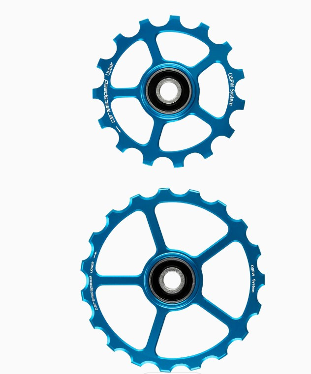 CeramicSpeed OS Pulley Wheels (spare) Coated 15/19 Zähne, Blau