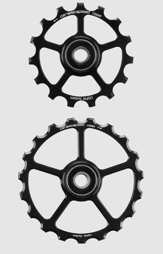 CeramicSpeed OS Pulley Wheels (spare) Coated 15/19 Zähne, Schwarz