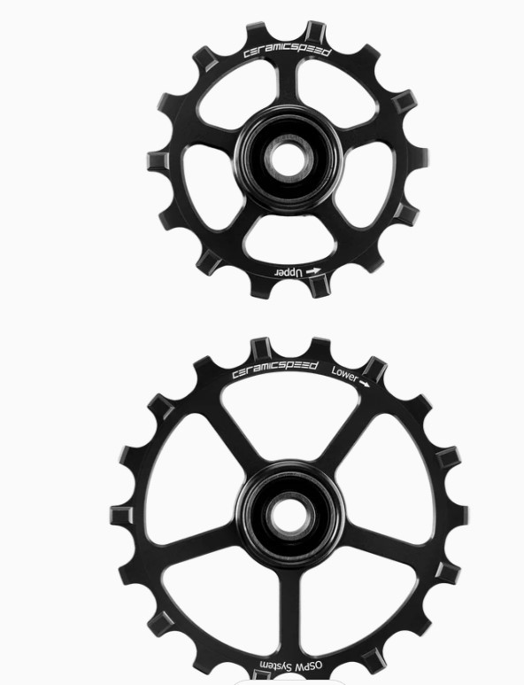 CeramicSpeed OS Pulley Wheels (spare) Coated 14/18 Zähne, Schwarz
