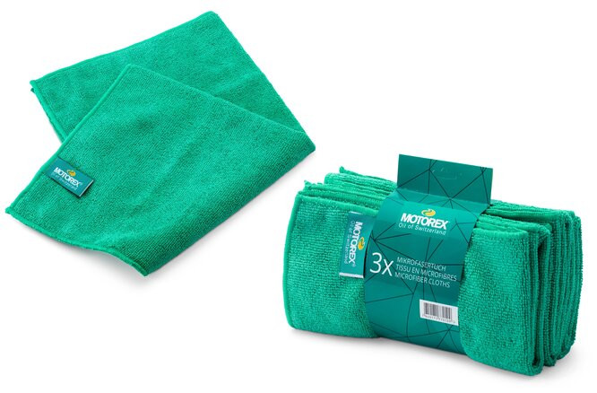 MOTOREX Microfasertuch Set à 3 Stück grün