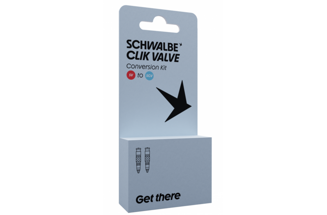 Schwalbe Ventileinsatz Clik Valve SV-SCV Set à 2 Stück & Pumpenkopf-Adapter schw