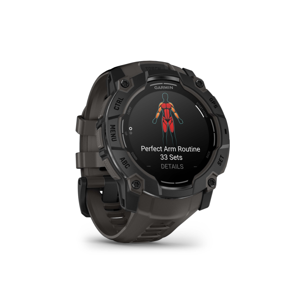 Garmin Instinct 3 – 45 mm, AMOLED, mit Silikon-Wechselarmband 22 mm, Sportuhr, Schwarz