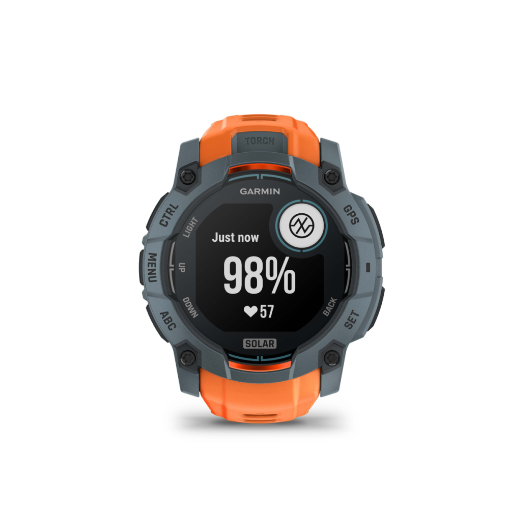 Garmin Instinct 3 – 50 mm, Solar, Twilight mit Silikon-Wechselarmband 26 mm, Sportuhr