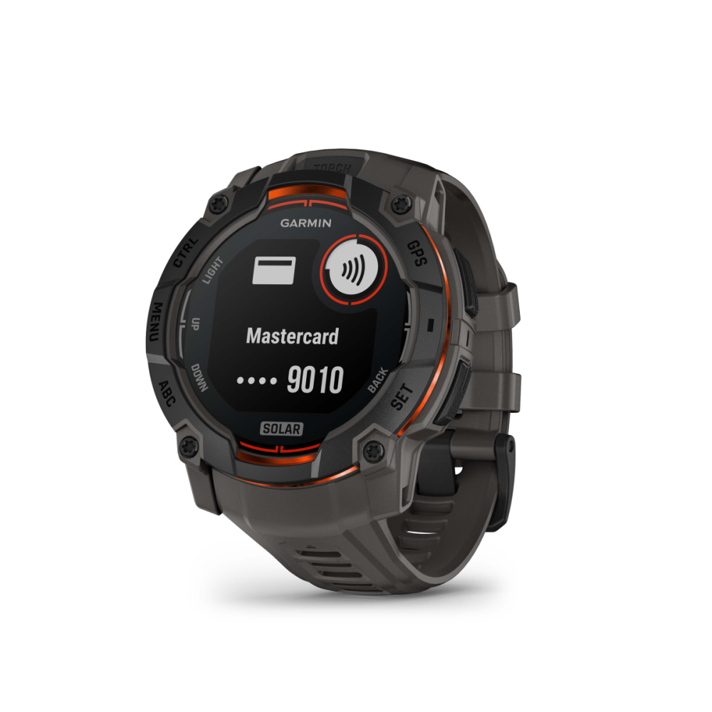 Garmin Instinct 3 – 50 mm, Solar, Twilight mit Silikon-Wechselarmband 26 mm, Sportuhr, Kohle/Schwarz