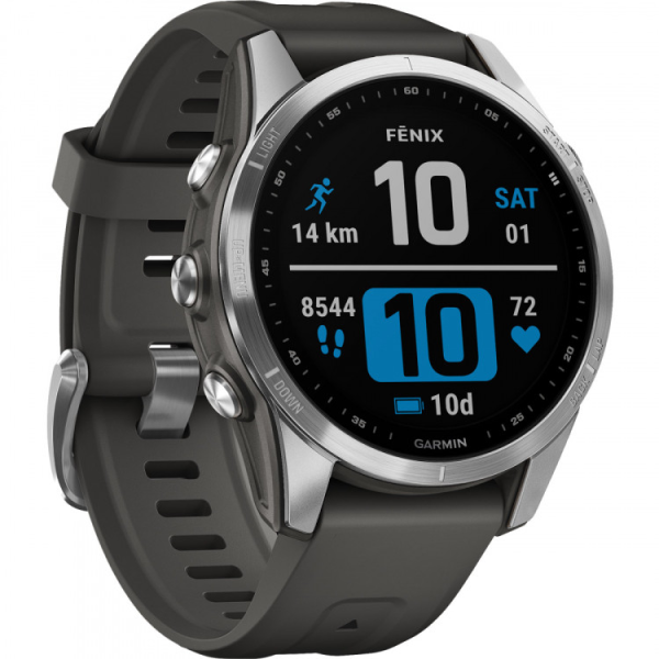 Garmin fFēnix® 7S – Standard Edition, Silber mit graphitfarbenem Armband
