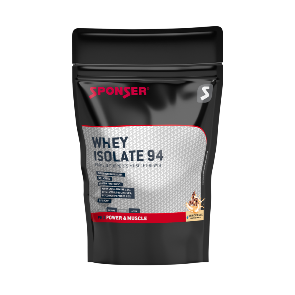 Sponser Whey Isolate 94 - Glutenfrei Laktosefrei Whey Proteine Proteinpulver, Caffè Latte, Nachfüllbeutel...