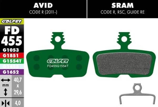 Galfer Pro FD455 Sram Code R/Code RSC/DB8/Motive Bremsbeläge