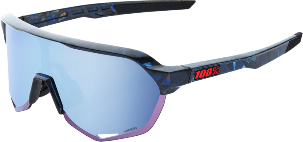 100percent Brille S2 -Black Holographic -HiPER Blue Multilayer Mirror Lens
