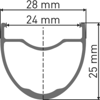 DT Swiss GR 1600 Spline 25 Disc 700C Vorderrad Nabendynamo, Mod. 24, CL, 12x100mm, 24mm