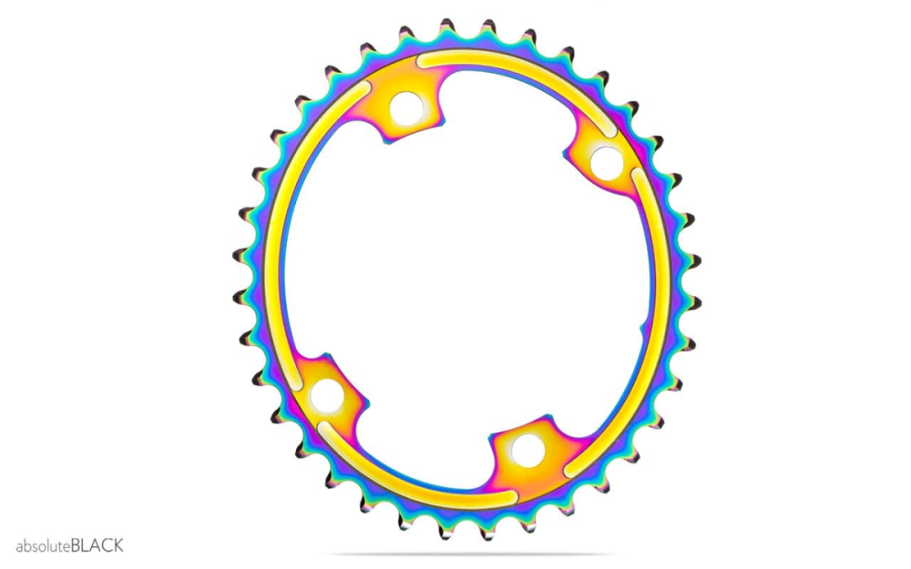 absoluteBLACK absoluteBLACK, Kettenblatt, OVAL, Road, für Shimano DA R9100 & ULT R8000, 2-fach 110/4, PVD RAINB...