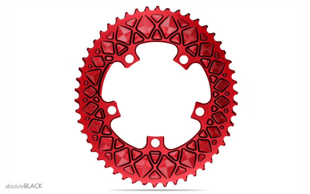 absoluteBLACK absoluteBLACK, Kettenblatt, OVAL, Road, 2-fach 110/5, nicht kompatibel mit Sram, 52 Zähne, RED - ...